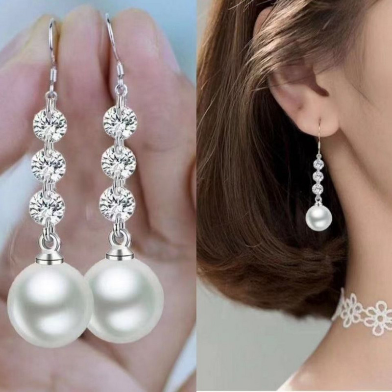 Bijuterii pentru femei Accesorii feminine Cercei cu picătură de perle Mireasă Cercei de logodnă Zi de naștere Cadou de aniversare Bijuterii