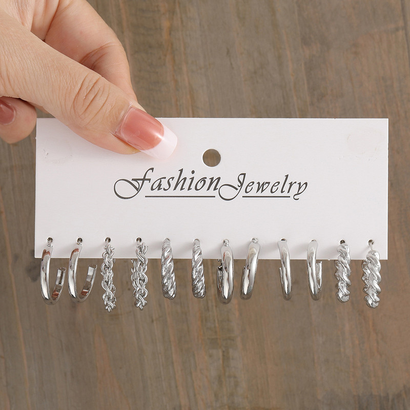 Srebrne boje biserne uvijene kolutiće naušnice set za žene nakit pendientes vintage kružne geometrijske viseće naušnice trendi darovi