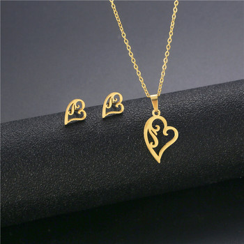 Комплекти бижута от неръждаема стомана Heart Shape Branch Goose Love Knot Колиета и обеци Комплект Infinity Pendant Studs Dropshipping