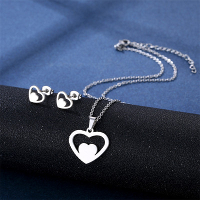 Kompleti nakita od nehrđajućeg čelika Ogrlice i naušnice u obliku srca Grana Goose Love Knot Set beskonačnih privjesaka Dropshipping