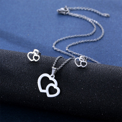 Kompleti nakita od nehrđajućeg čelika Ogrlice i naušnice u obliku srca Grana Goose Love Knot Set beskonačnih privjesaka Dropshipping