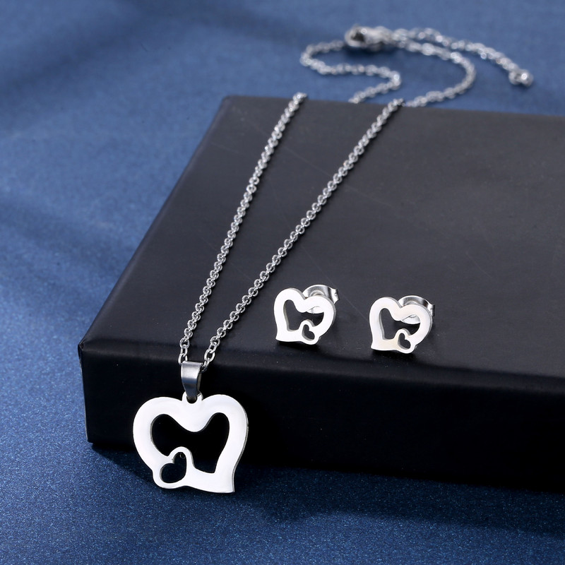 Kompleti nakita od nehrđajućeg čelika Ogrlice i naušnice u obliku srca Grana Goose Love Knot Set beskonačnih privjesaka Dropshipping