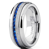 Δαχτυλίδι από ανοξείδωτο ατσάλι 8mm unisex Δαχτυλίδι ζαφείρι κυβικό ζιρκονία για γυναίκες Αξεσουάρ αρραβώνων Κοσμήματα από ανοξείδωτο ατσάλι