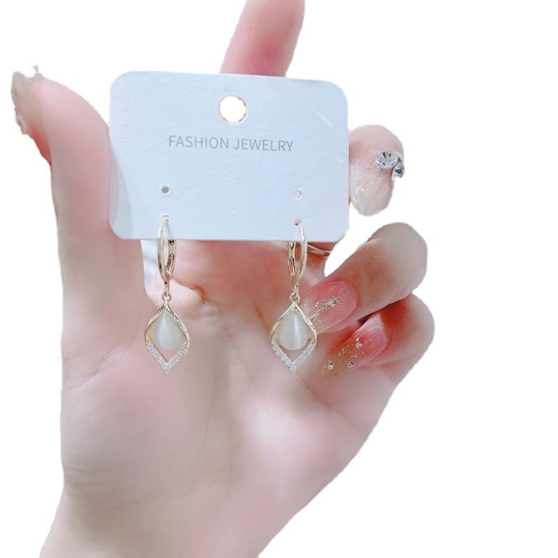 Луксозни бижута Опал Циркон Висящи обеци за жени Сватбена годежна обеца Подарък за Свети Валентин Pendientes Mujer