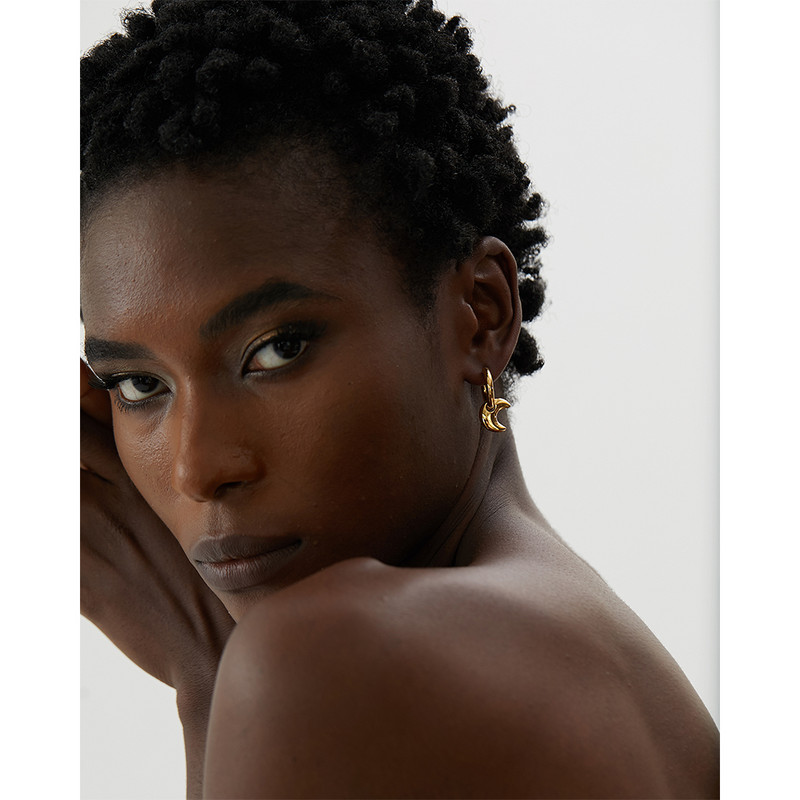 Yhpup Hviezda Mesiac Srdce Prívesok Drop Hook Huggie Náušnice Trendy Vodotesné Nehrdzavejúca oceľ Módne Prívesky Šperky