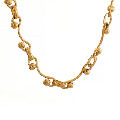 Yhpup Nový nerezový oceľový retiazkový náhrdelník bez zašpinenia, sada šperkov, prívesok, módny obojok pre ženy