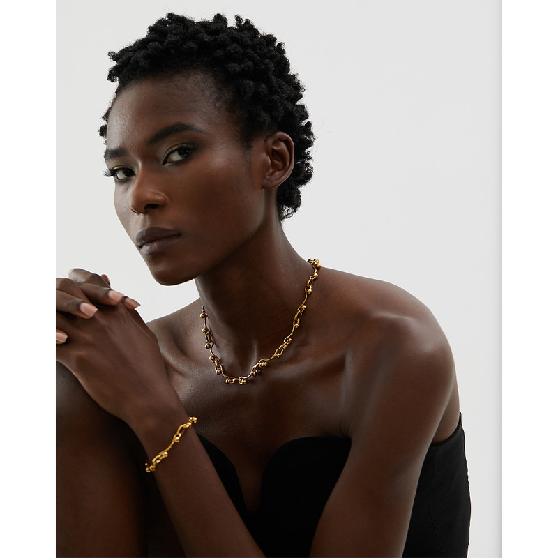 Yhpup Nový nerezový oceľový retiazkový náhrdelník bez zašpinenia, sada šperkov, prívesok, módny obojok pre ženy