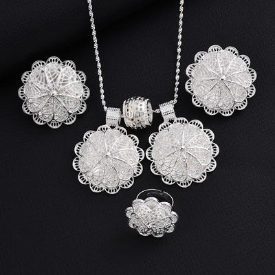 Etiópske nové módne strieborné šperky sada retiazkových náušníc 24k zlatá farba africké eritrejské Habesha vintage svadobné nevesty šperky