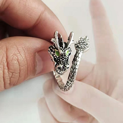 Punk Viking zvierací drak smaltovaný had prsteň pre ženy kovový Anillo nastaviteľný gotický prsteň ženský prsteň moderné šperky darček