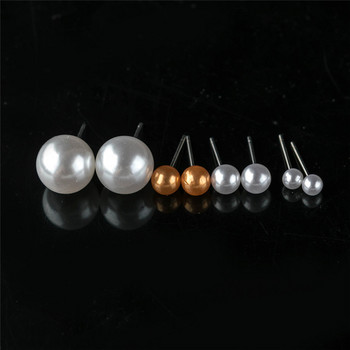 12 Ζεύγη Πολύχρωμα Λευκά Απομίμηση Πέρλα Σκουλαρίκια για Γυναικεία Κοσμήματα Αυτιών Στρογγυλό Σκουλαρίκι μπάλα 4 6 8 10mm