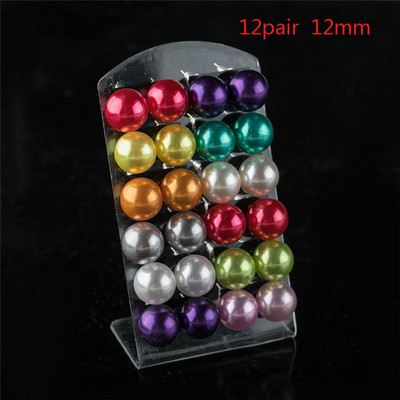 12 porų spalvingi balti perlų imitaciniai auskarai moterims ausų papuošalai apvalūs rutuliniai auskarai 4 6 8 10 mm