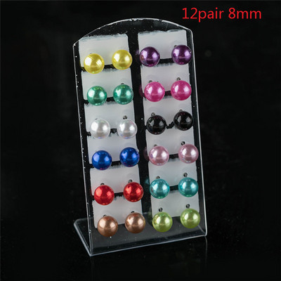 12 porų spalvingi balti perlų imitaciniai auskarai moterims ausų papuošalai apvalūs rutuliniai auskarai 4 6 8 10 mm