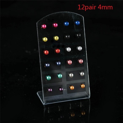 12 porų spalvingi balti perlų imitaciniai auskarai moterims ausų papuošalai apvalūs rutuliniai auskarai 4 6 8 10 mm