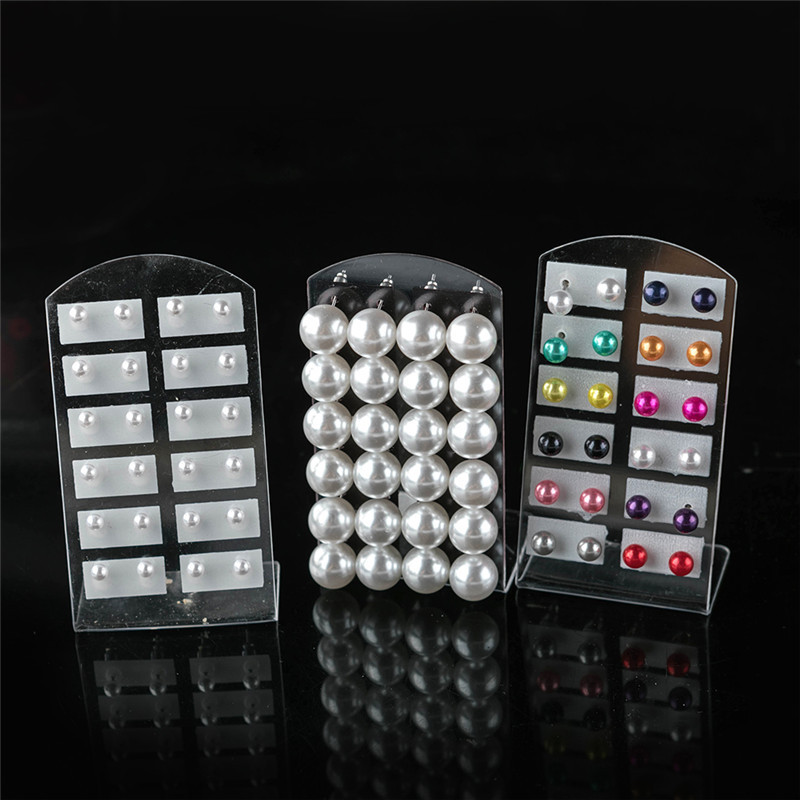 12 porų spalvingi balti perlų imitaciniai auskarai moterims ausų papuošalai apvalūs rutuliniai auskarai 4 6 8 10 mm