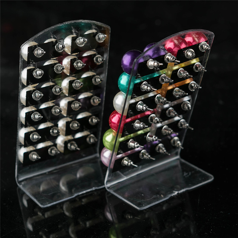 12 porų spalvingi balti perlų imitaciniai auskarai moterims ausų papuošalai apvalūs rutuliniai auskarai 4 6 8 10 mm