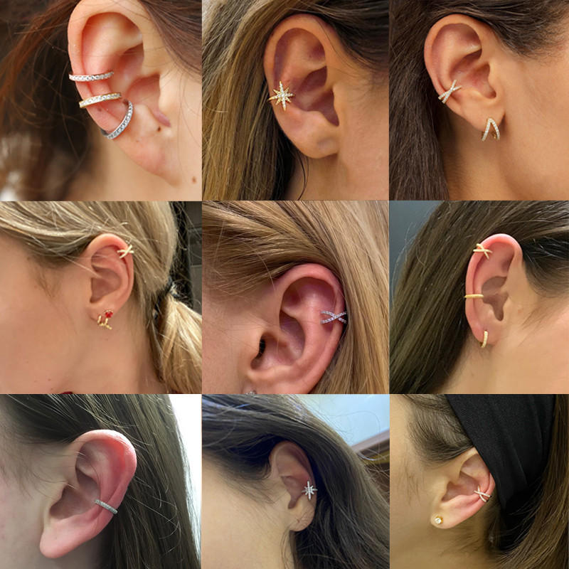 1 vnt. 10 mm netikras neorbitinis Tragus auskarų vėrimas, reguliuojamas spiralės kremzlės kriauklė Cz ausų rankogaliai be auskarų kriauklė Reguliuojamas CZ auskaras