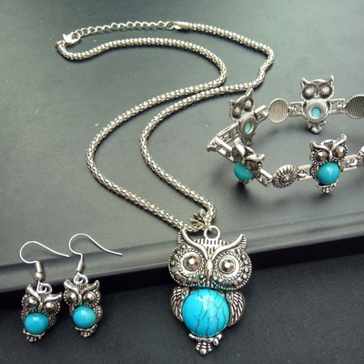 Vintage korytnačka, korytnačka, sova a tak ďalej, náhrdelník, náušnice, náramok, súpravy šperkov pre ženy