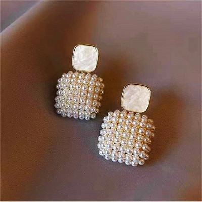 Nové trendy v kórejskom štýle s perlovými náušnicami v tvare srdca, roztomilé kvetinové náušnice s kamienkami pre ženy, módne šperky, darčeky k narodeninám.