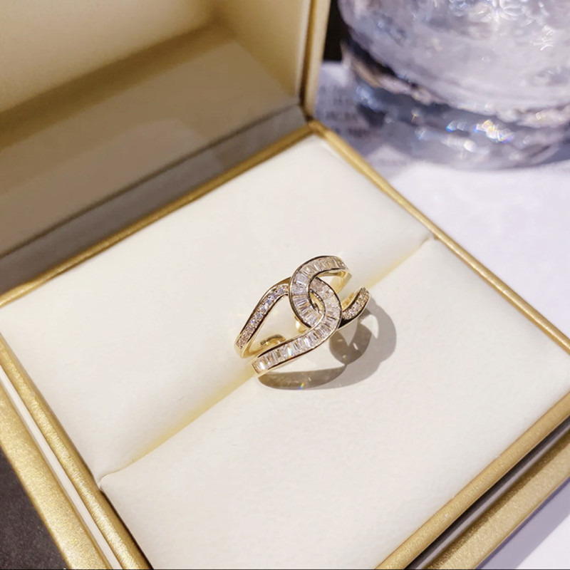 Nový trendový mikro set so zirkónom, vynikajúci otvárací prsteň, dámsky luxusný módny univerzálny temperamentný prsteň pre ženy.