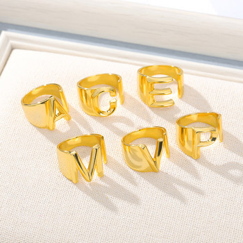 Модни регулируеми отворени начални пръстени за жени Неръждаема стомана AZ пръстен с букви Дамски значими сватбени бижута Подарък 2022 г.