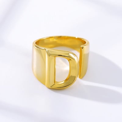 Módne nastaviteľné otvorené iniciály pre ženy z nehrdzavejúcej ocele AZ písmeno prsteň dámy zmysluplné svadobné šperky darček 2022