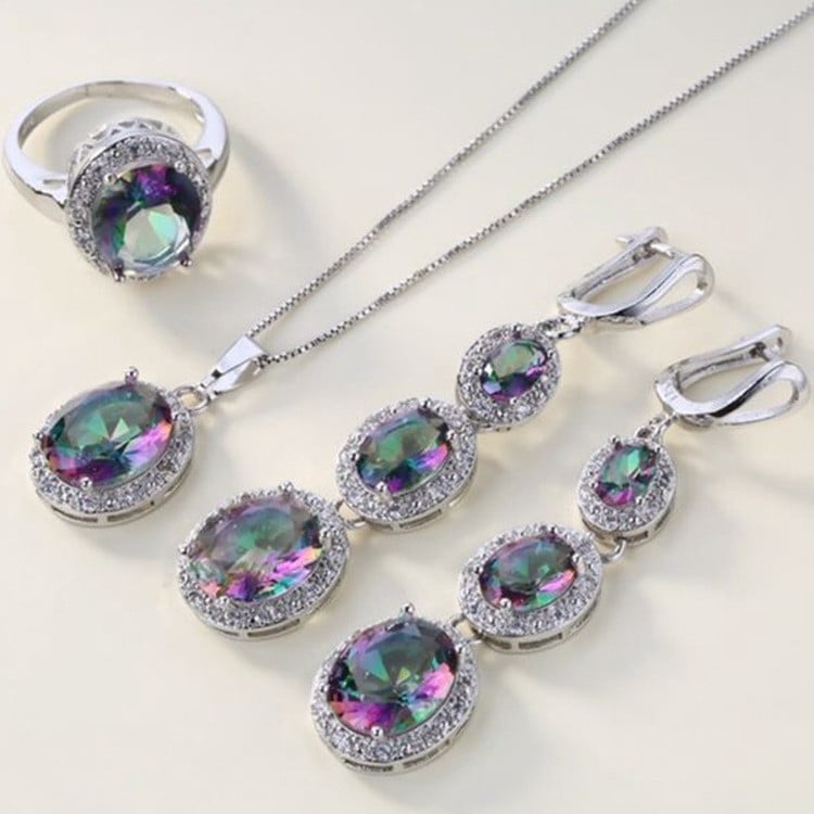 Set de bijuterii de nuntă din zirconiu cubic, placat cu argint de lux, colier cu cristale, Cocktail, cadou de bijuterii pentru femei