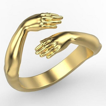 Модни пръстени за двойка Изящни бижута Аксесоари Подаръци за годишнина от сватба Реколта Любов Прегръщащи ръце Отворени пръстени за жени/мъже