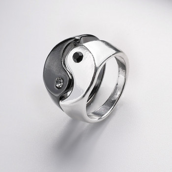 2 τμχ Creative Yin Yang Gossip Ring Simple Metal Drop Oil Tai Chi Paired δαχτυλίδια για γυναίκες Ανδρικό Δώρο κοσμήματος για τον καλύτερο φίλο