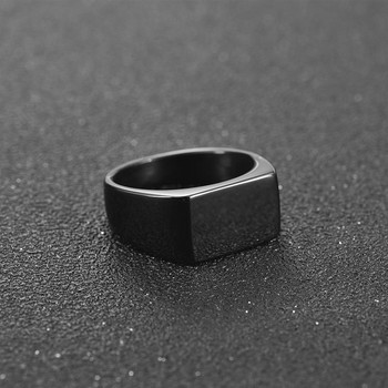 Моден мъжки пръстен от неръждаема стомана Изчистен стил черен златен сребърен цвят квадратен пръстен чар хип-хоп мъжки бижута парти подарък