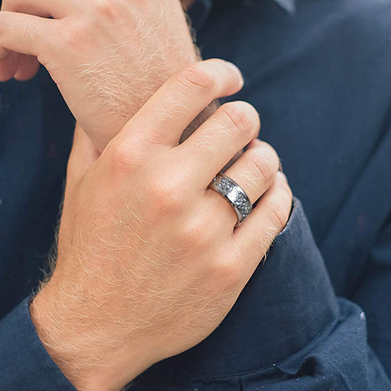 Inel din oțel inoxidabil Steampunk pentru bărbați, inel cu incrustație de dragon, inel din fibră de carbon, albastru deschis, gotic, verighetă pentru bărbați, mărime 6-13