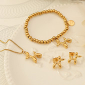 316L nerūdijančio plieno paprastas laukinio oro šuns karoliai apyrankės auskarai madingi moteriški rinkiniai SAN515