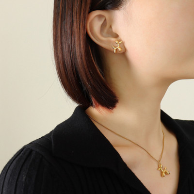 316L nerūdijančio plieno paprastas laukinio oro šuns karoliai apyrankės auskarai madingi moteriški rinkiniai SAN515