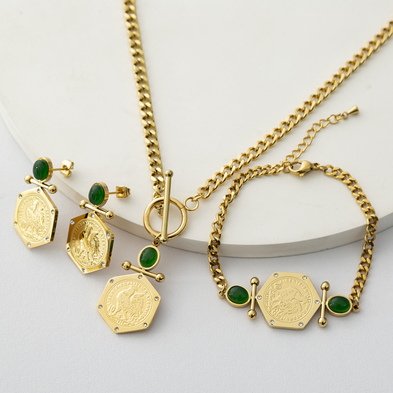LUIZADA 2022 jún najpredávanejšie doplnky svadobné šperky sada pre ženy portrét mince z nehrdzavejúcej ocele s náhrdelníkom a náušnicami