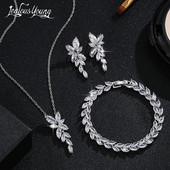 3 ks listový náhrdelník s príveskom a zirkónom AAA CZ, náušnice, náramok, sady šperkov pre ženy, svadobné šaty, večeru