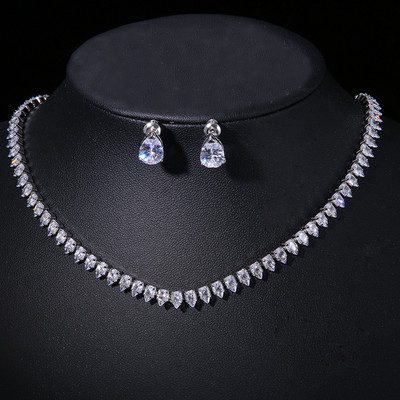3 ks listový náhrdelník s príveskom a zirkónom AAA CZ, náušnice, náramok, sady šperkov pre ženy, svadobné šaty, večeru