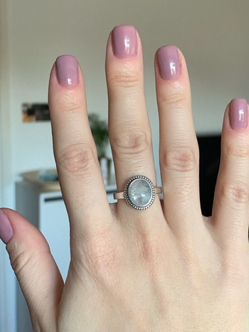 Нова мода 8x10 MM овални пръстени с естествени лунни камъни Дамски пръстен за бижута от сребро 925 Продава на едро висококачествени подаръци Ретро фини