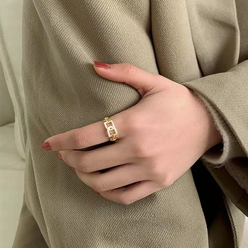 Модерни фини 14k истински златни пръстени с букви за отваряне за жени Регулируем дизайн Висококачествени бижута AAA Циркон Сватби Подарък за парти