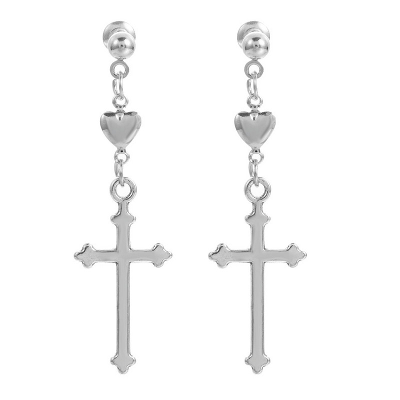 Ins Retro Cross Love Heart Agățat Cercei Drop Dark Girl Soil Cool Punk Stud Cercei Sunt Fantezii Femei Bărbați Bijuterii Noua Ofertă