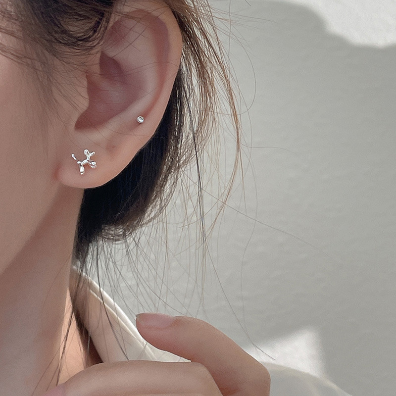 VOQ Cercei de culoare argintie, cercei tip animal, balon, câine, pentru femei, copii, fete, bijuterii