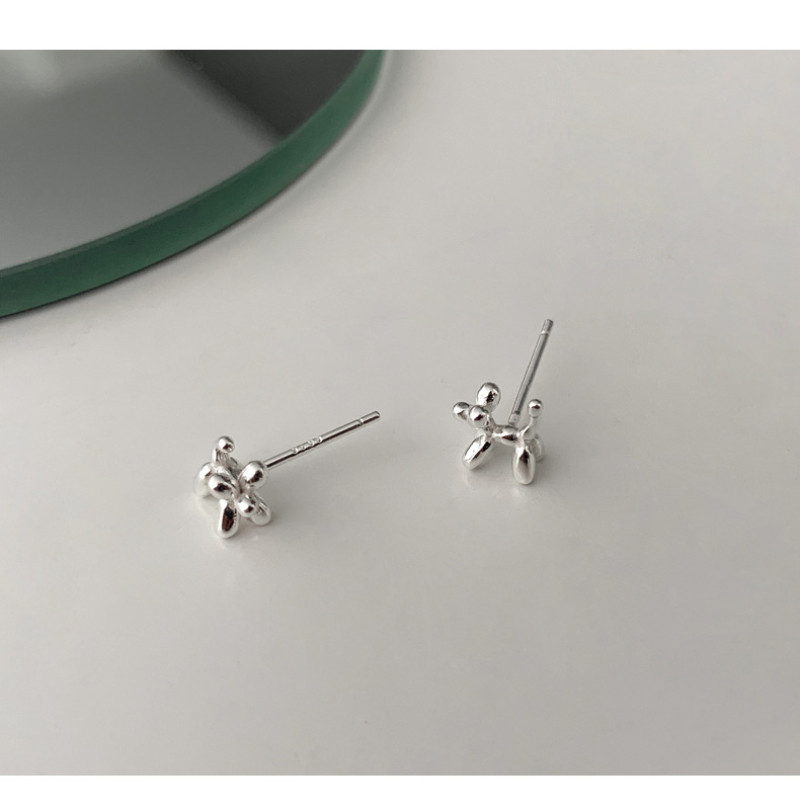 VOQ Cercei de culoare argintie, cercei tip animal, balon, câine, pentru femei, copii, fete, bijuterii