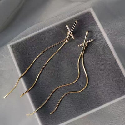 Új divatos egyszerű bojtos lánc ejtős fülbevaló nőknek, hosszú lógó fülbevaló piercing fülvonal Divatos fülékszer kiegészítők