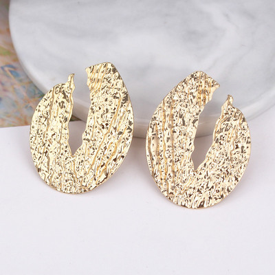 Nagy ovális vízcsepp fülbevaló nőknek Arany színű textúra fém Brincos geometrikus bimbó alakú Túlzott fül ékszer nagykereskedés