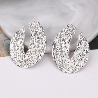 Nagy ovális vízcsepp fülbevaló nőknek Arany színű textúra fém Brincos geometrikus bimbó alakú Túlzott fül ékszer nagykereskedés