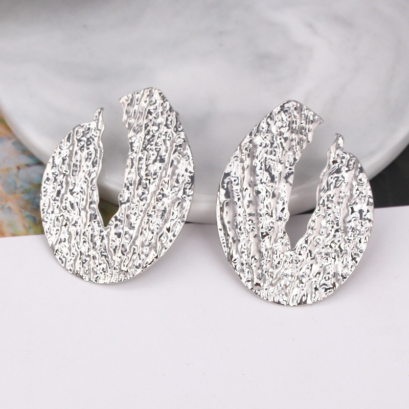 Nagy ovális vízcsepp fülbevaló nőknek Arany színű textúra fém Brincos geometrikus bimbó alakú Túlzott fül ékszer nagykereskedés