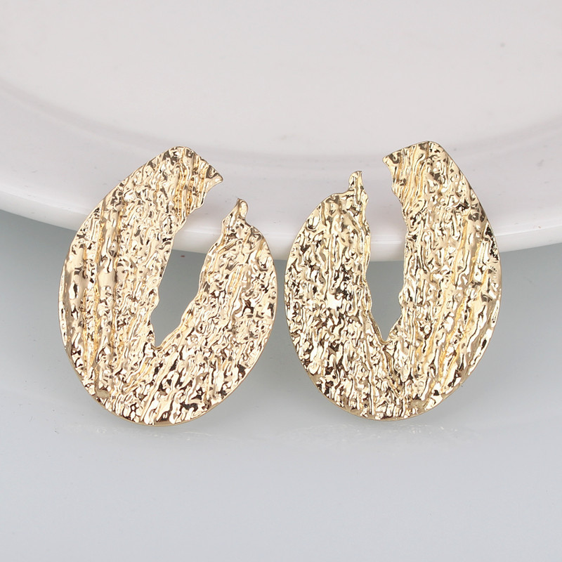Nagy ovális vízcsepp fülbevaló nőknek Arany színű textúra fém Brincos geometrikus bimbó alakú Túlzott fül ékszer nagykereskedés