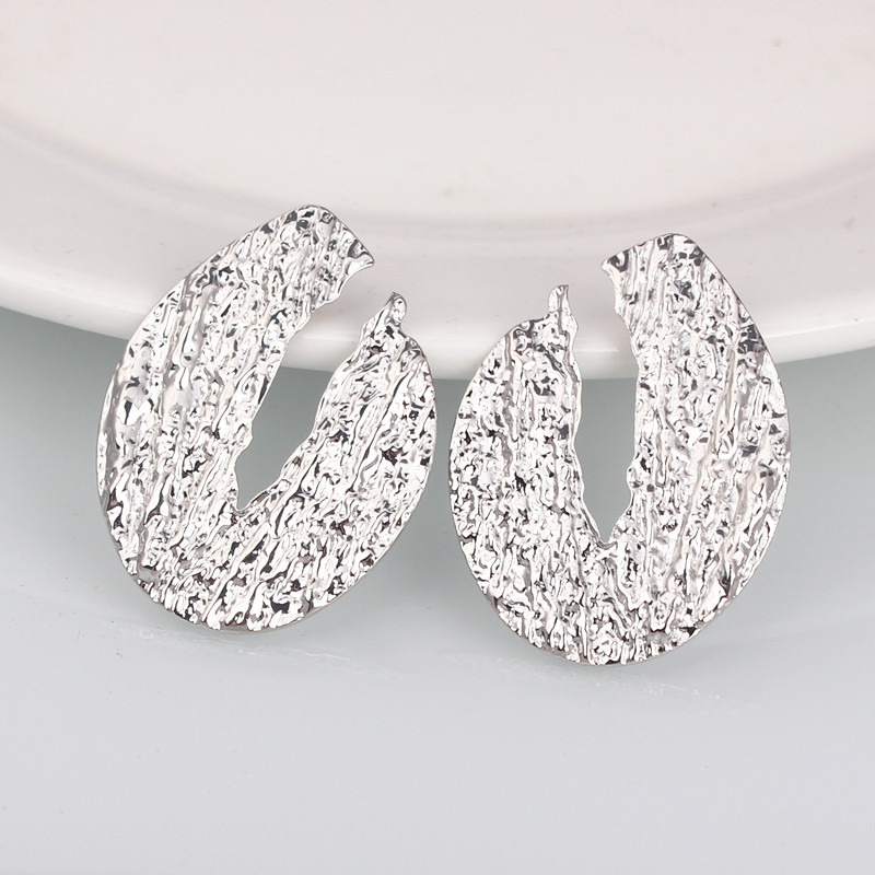 Nagy ovális vízcsepp fülbevaló nőknek Arany színű textúra fém Brincos geometrikus bimbó alakú Túlzott fül ékszer nagykereskedés