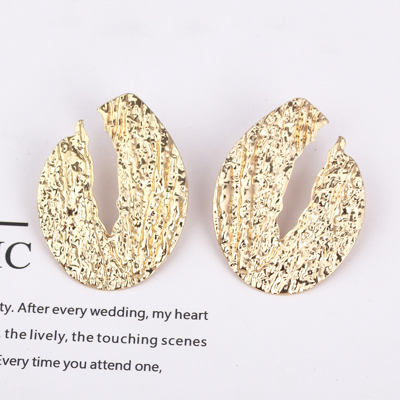 Nagy ovális vízcsepp fülbevaló nőknek Arany színű textúra fém Brincos geometrikus bimbó alakú Túlzott fül ékszer nagykereskedés