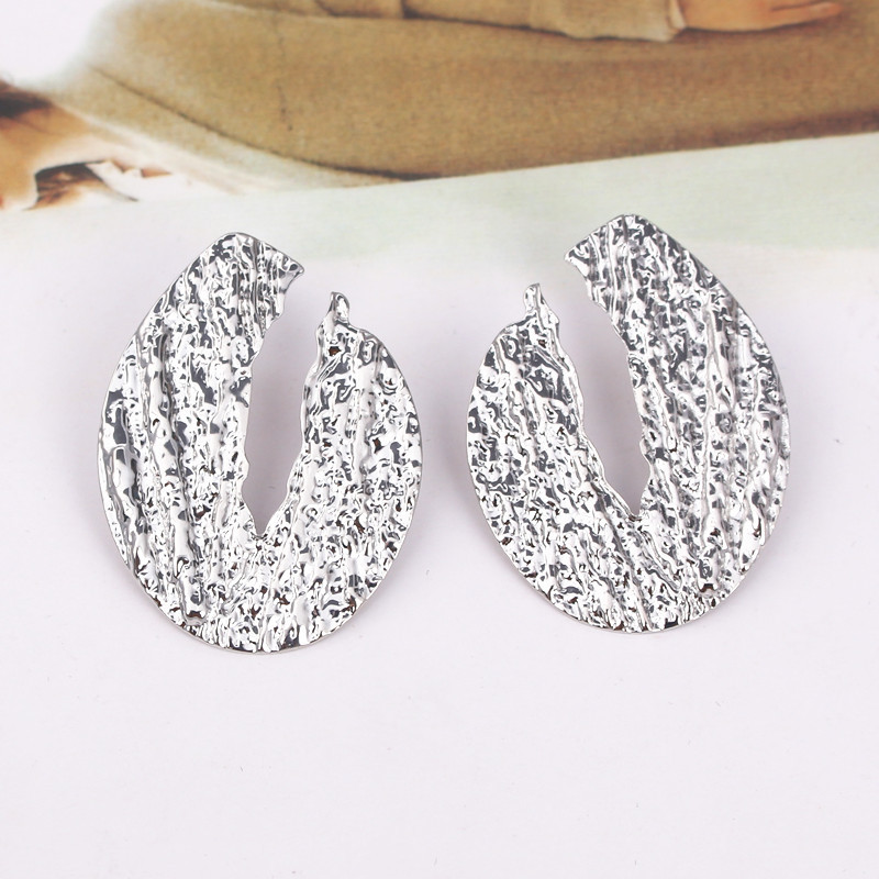 Nagy ovális vízcsepp fülbevaló nőknek Arany színű textúra fém Brincos geometrikus bimbó alakú Túlzott fül ékszer nagykereskedés