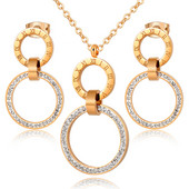 Full Crystals római számokkal ellátott Choker nyaklánc és fülbevaló készletek rozsdamentes acél kerek, kör alakú kulcscsont nyaklánc női ékszerek számára