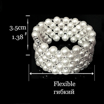 Mados vestuvių nuotakų papuošalų rinkinys Pearl Party Prom Sidabrinės spalvos krištolo apyrankės karoliai Auskarai moterims papuošalų rinkiniai